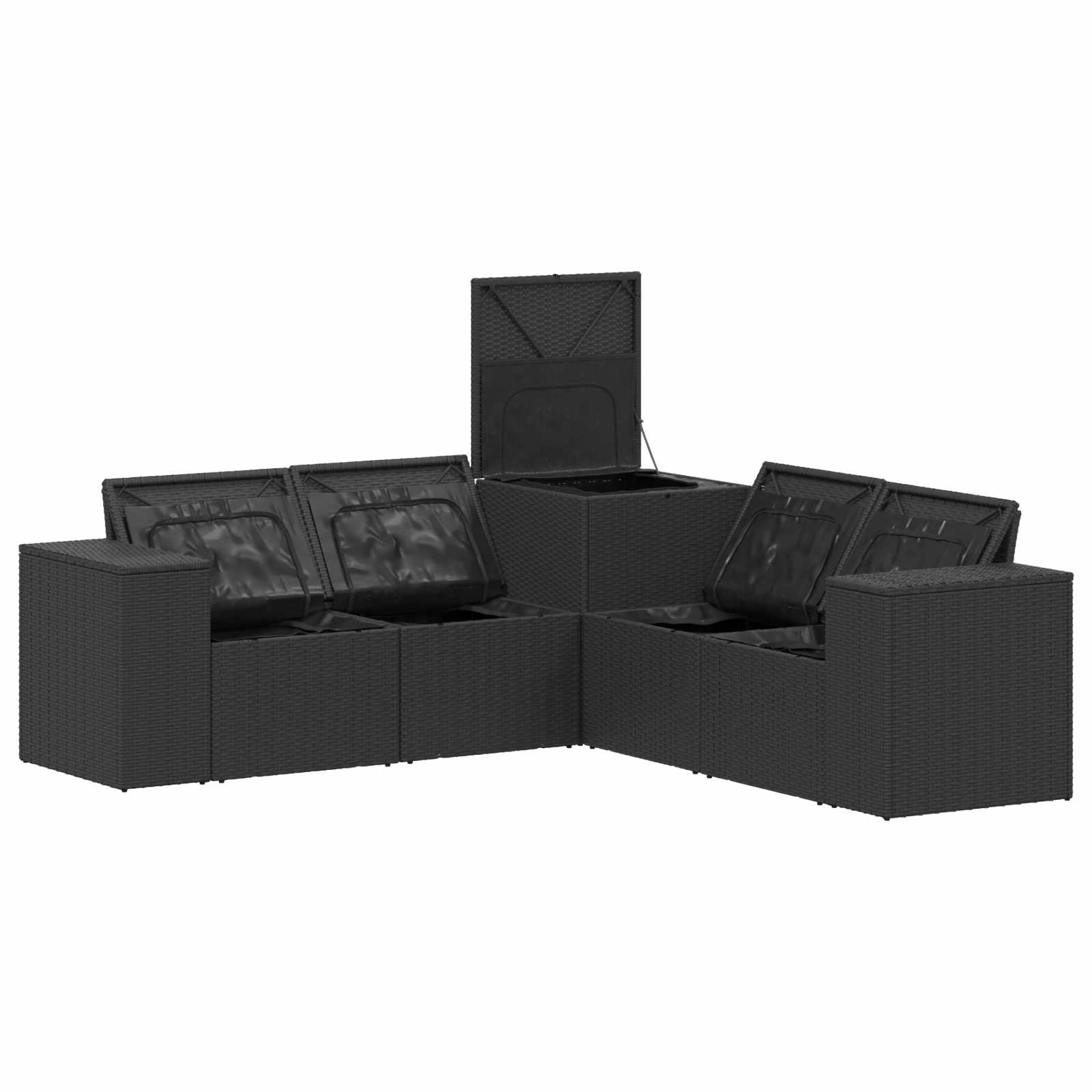 Sofa Set 5 stk. Schwarz Polyrattan und Stahl