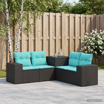 Sofa Set 5 stk. Schwarz und Blau 200 x 200 x 85 cm
