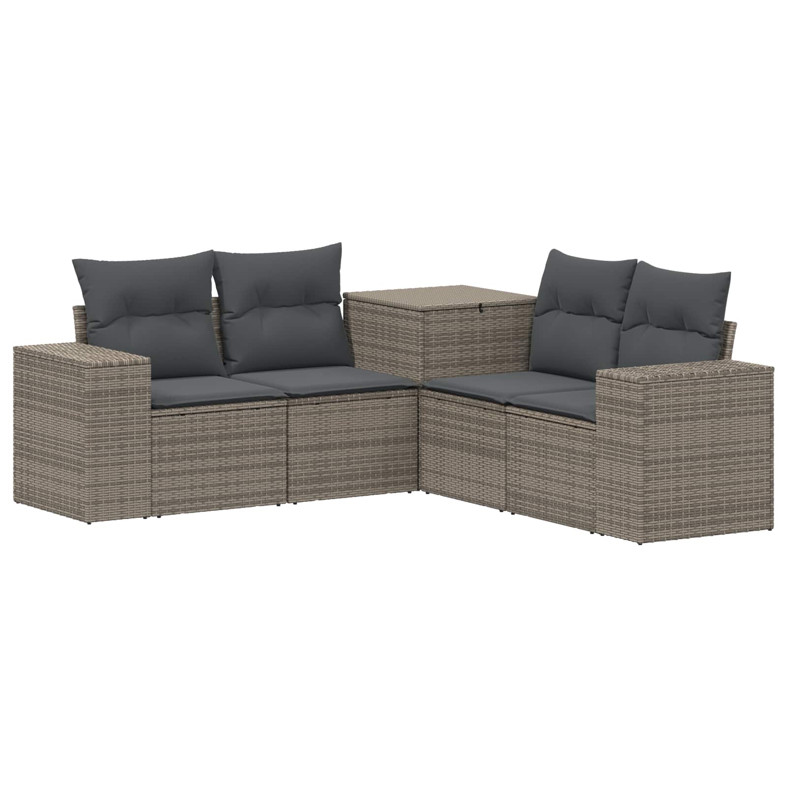 Sofa Set 5 stk. Grau und Dunkelgrau Polyrattan und Stahl