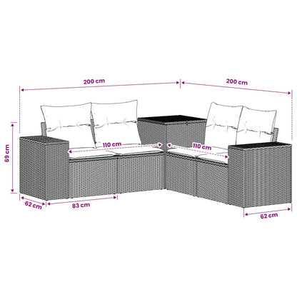 Sofa Set 5 stk. Grau und Marineblau 200 x 200 x 85 cm