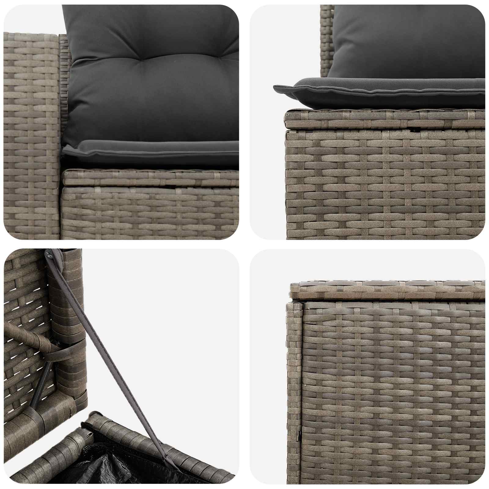 Sofa Set 5 stk. Grau und Dunkelgrau Polyrattan und Stahl