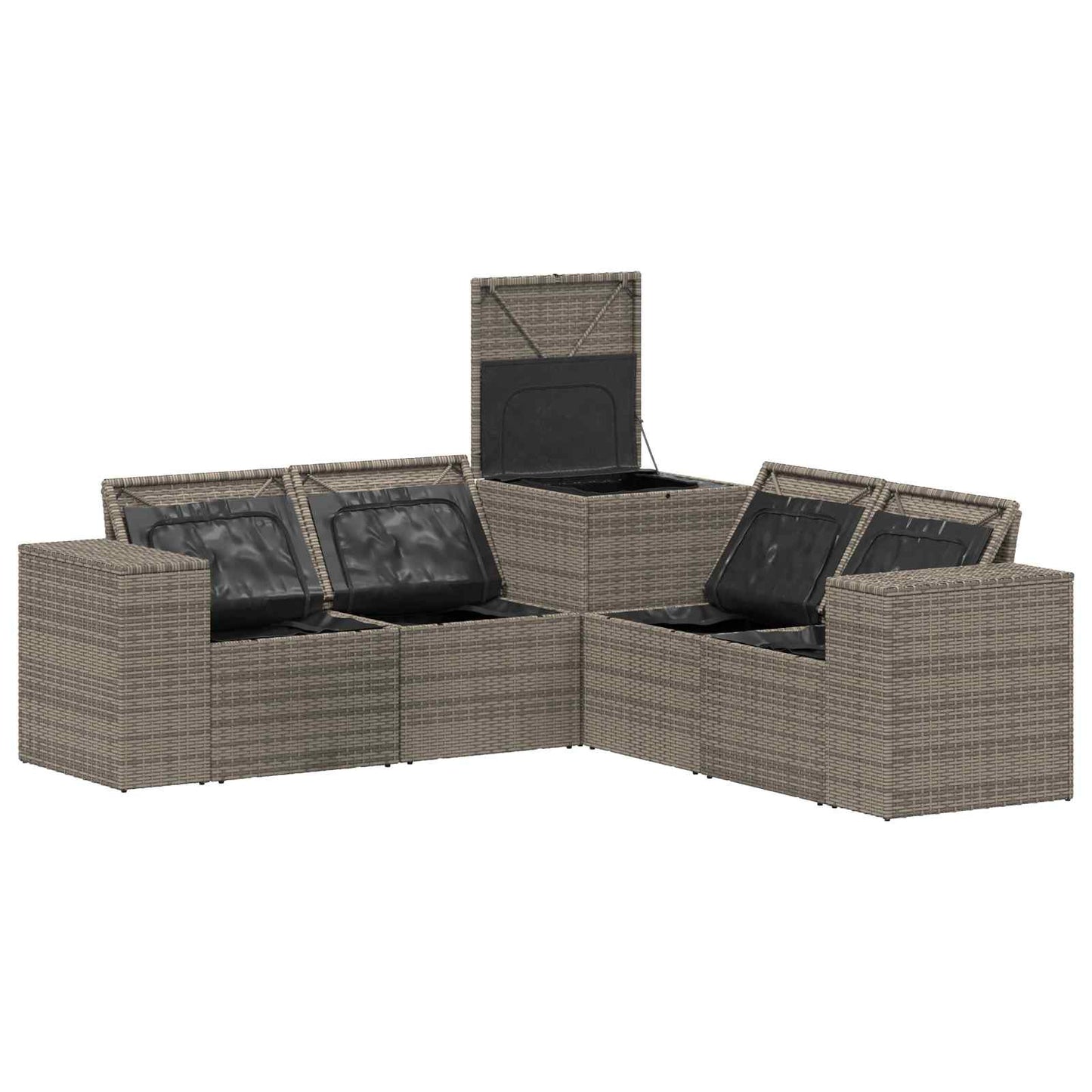 Sofa Set 5 stk. Grau und Dunkelgrau Polyrattan und Stahl