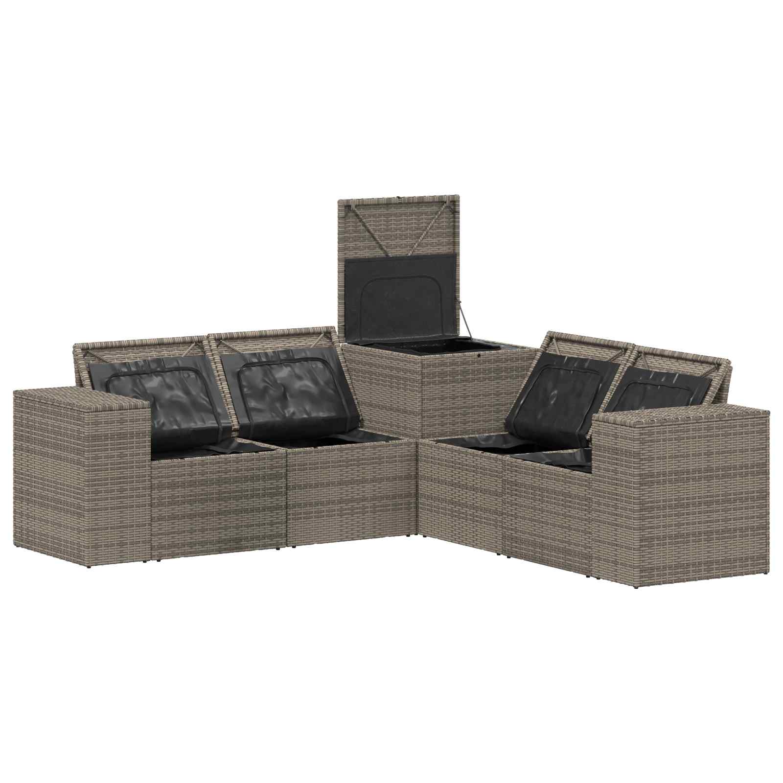 Sofa Set 5 stk. Grau und Dunkelgrau Polyrattan und Stahl