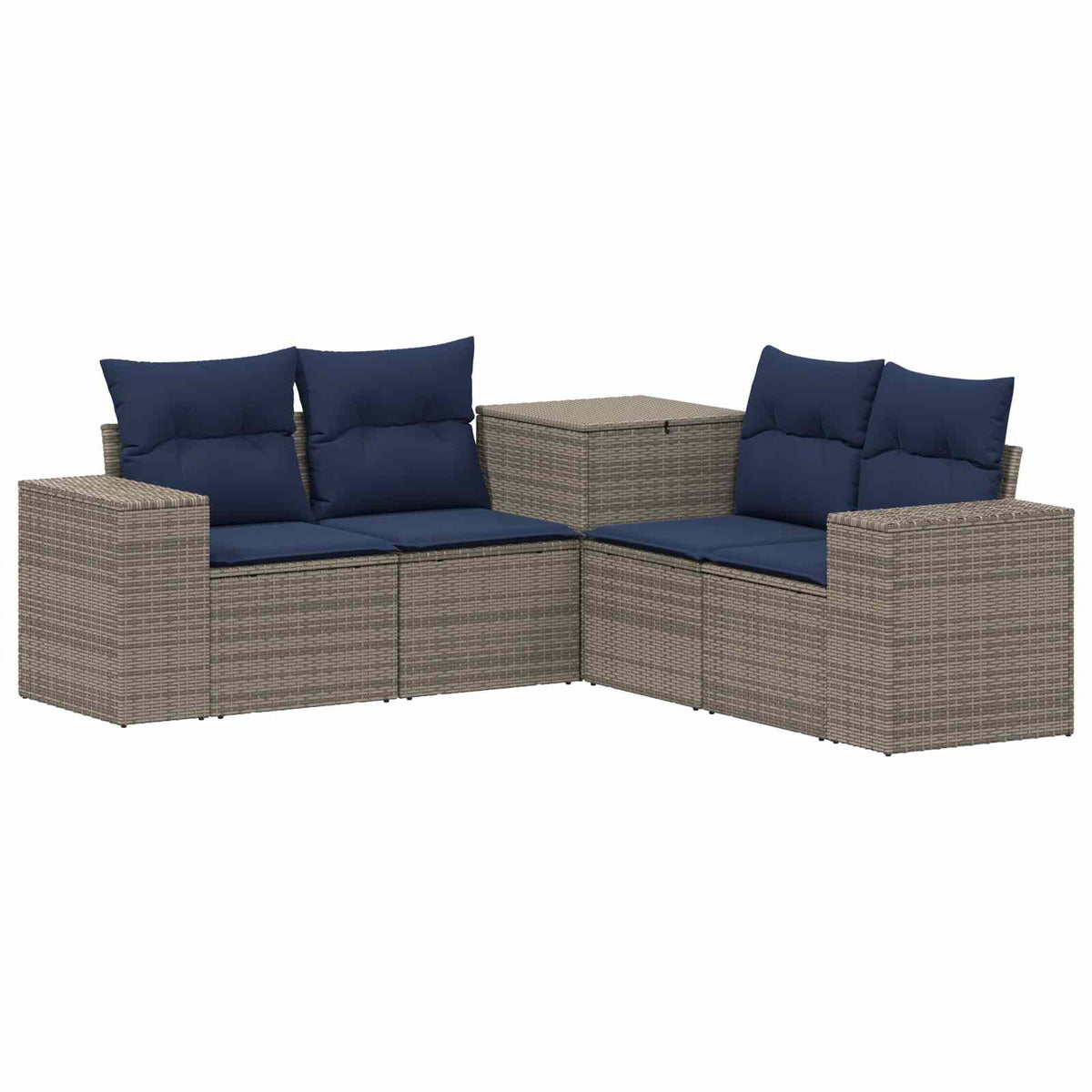 Sofa Set 5 stk. Grau und Marineblau 200 x 200 x 85 cm