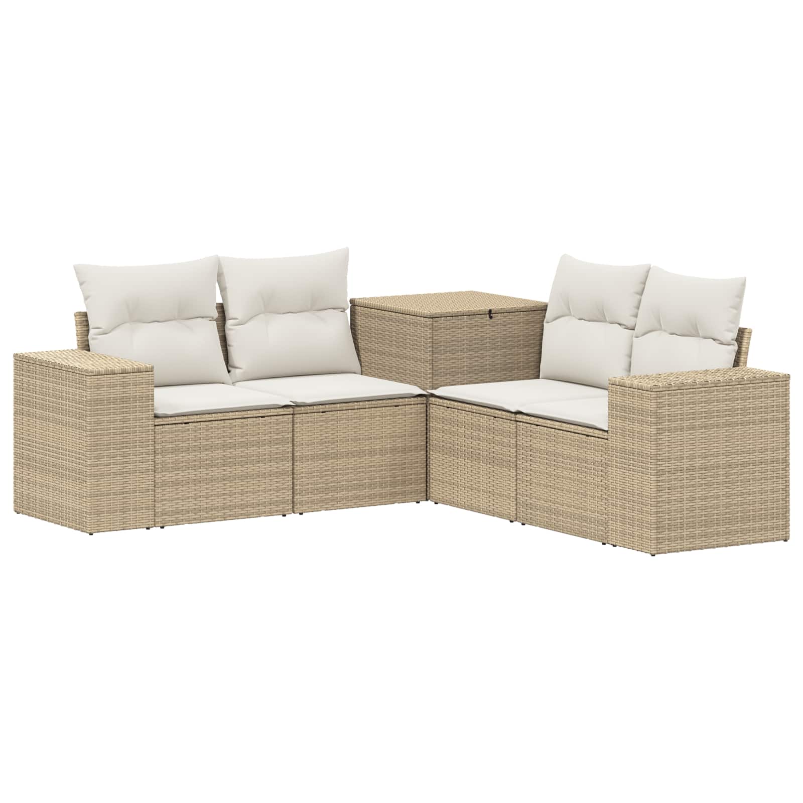 Sofa Set 5 stk. Beige und Cremeweiß Polyrattan und Stahl