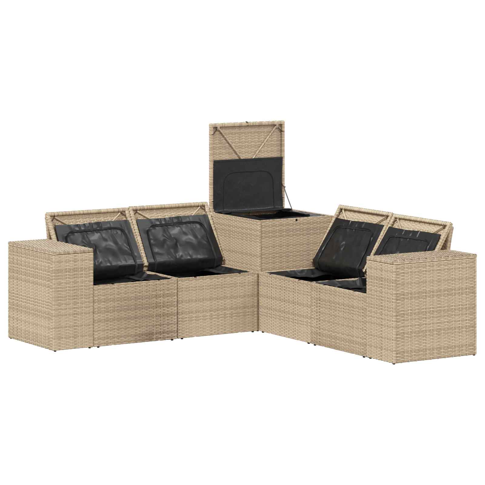Sofa Set 5 stk. Beige und Cremeweiß Polyrattan und Stahl