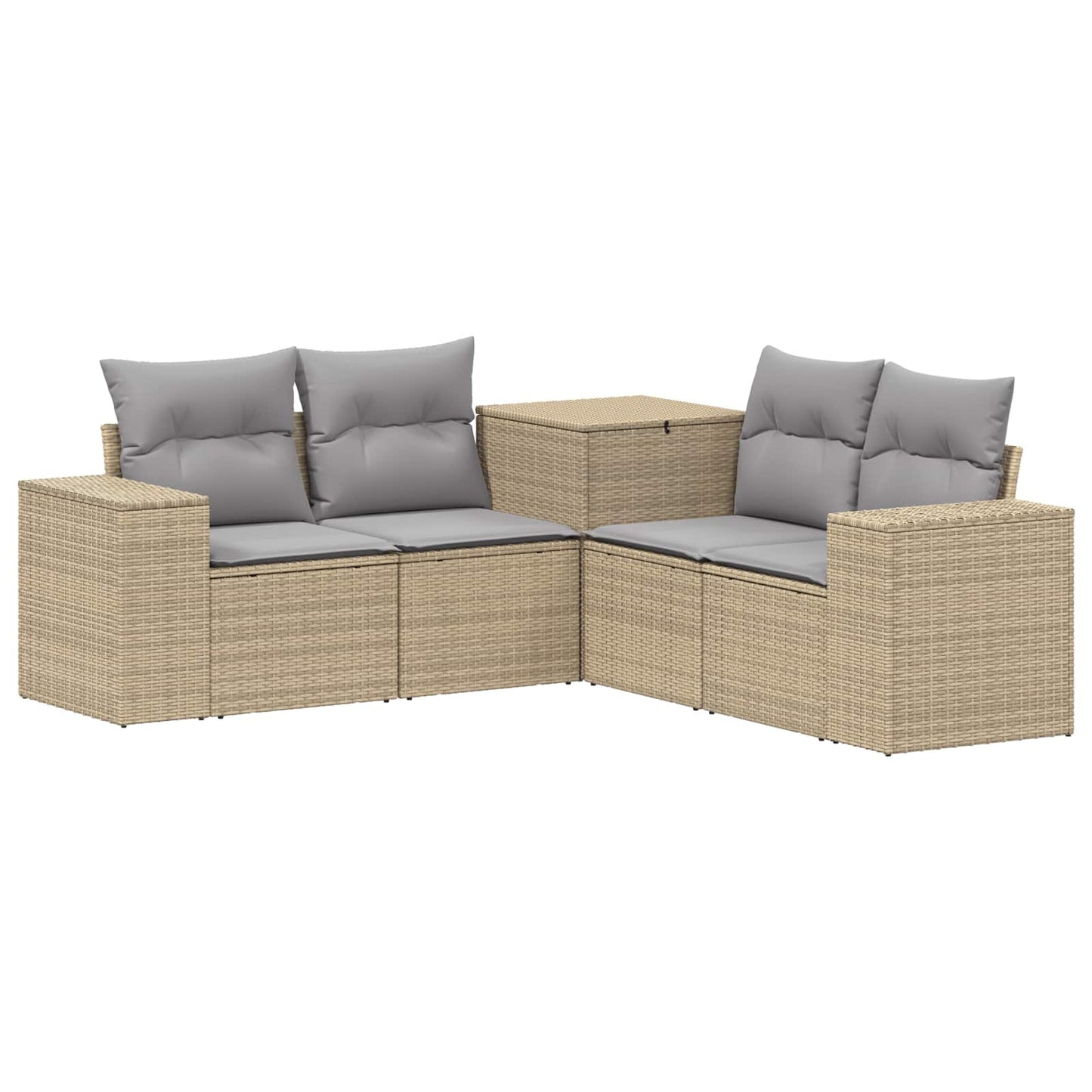 Sofa Set 5 stk. Beige und Hellgrau Polyrattan und Stahl