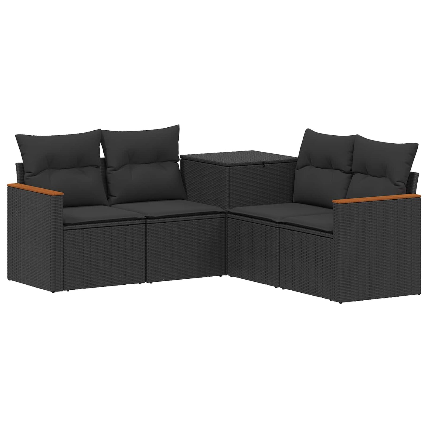 Sofa Set 5 stk. Schwarz Polyrattan und Stahl