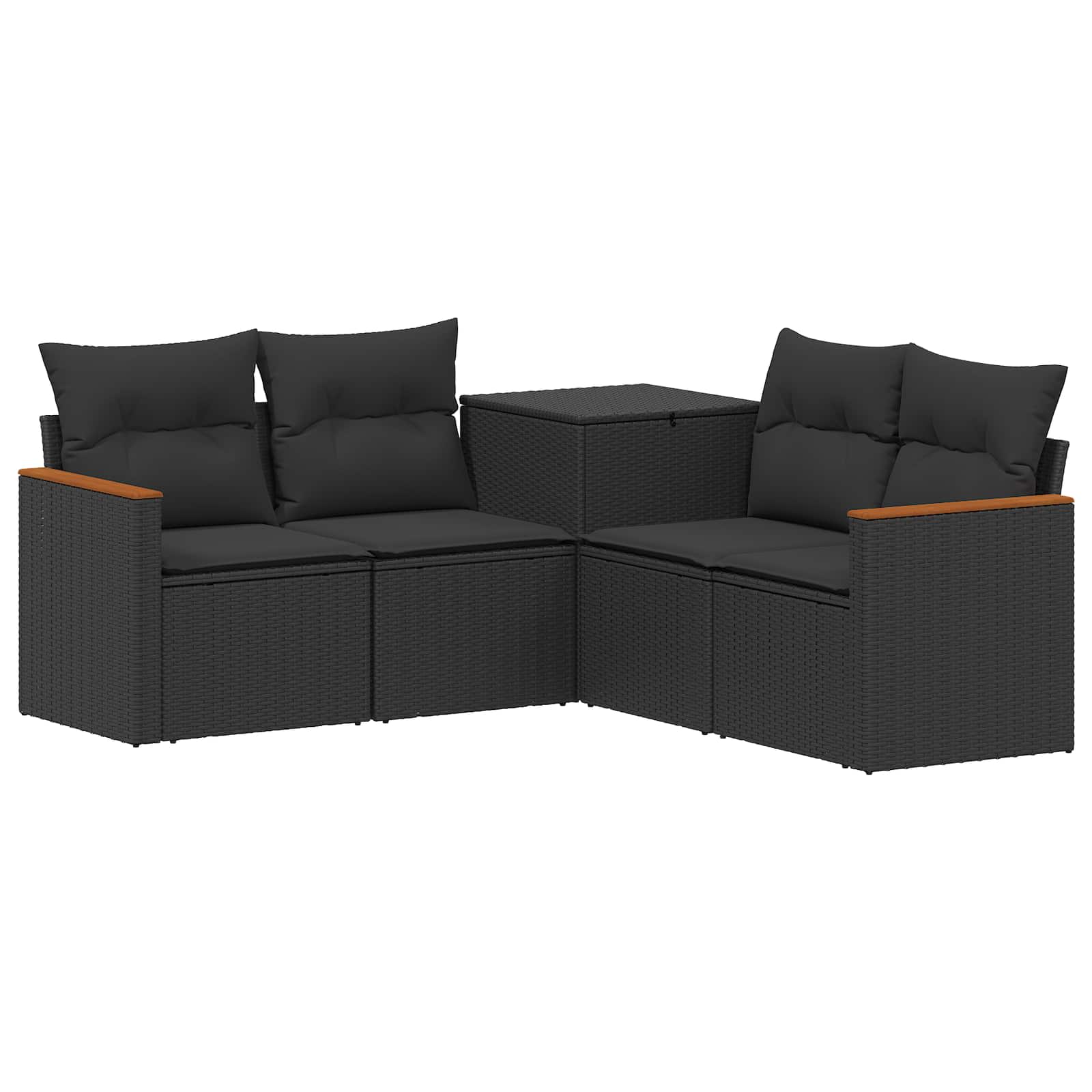 Sofa Set 5 stk. Schwarz Polyrattan und Stahl