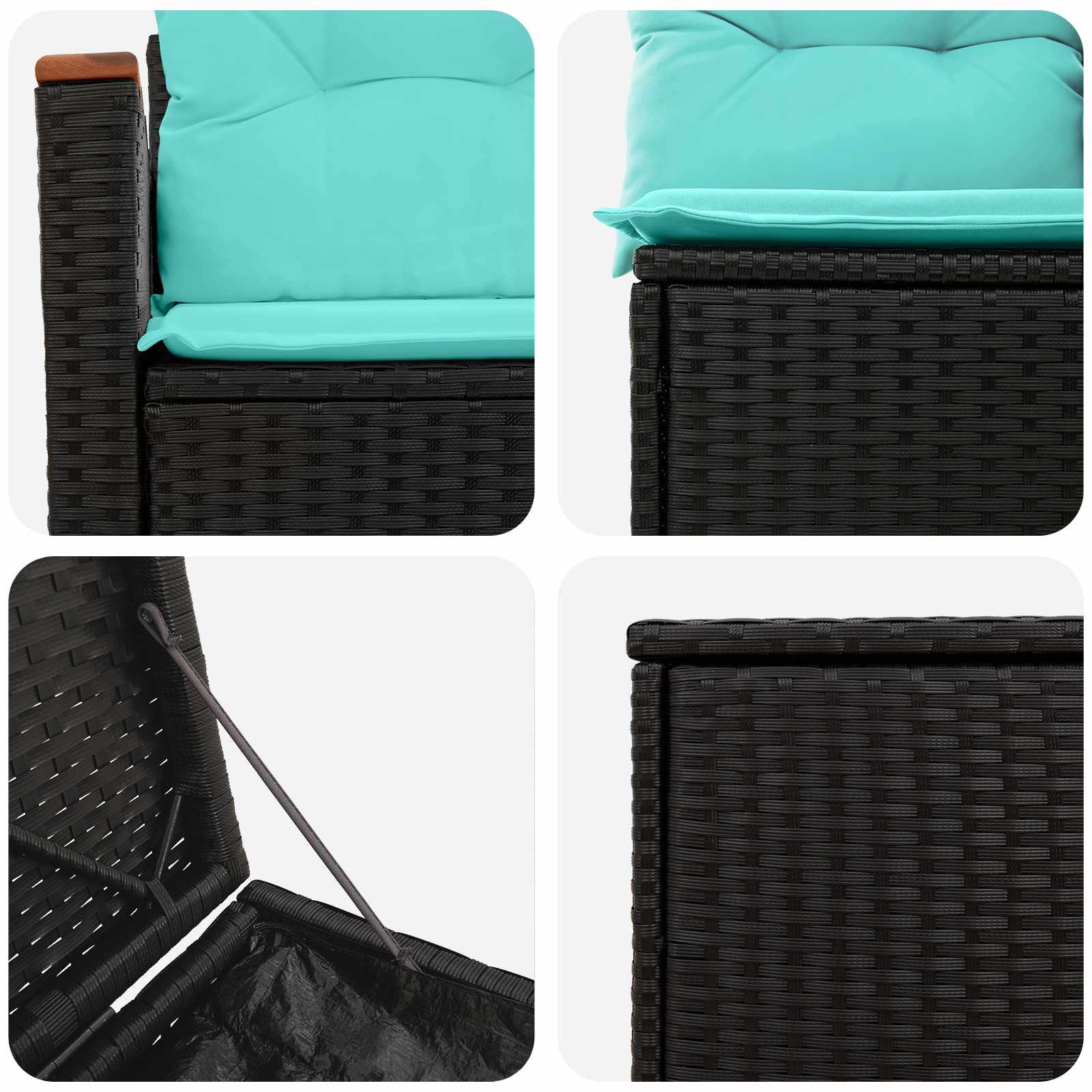 Sofa Set 5 stk. Schwarz und Blau Polyrattan und Stahl