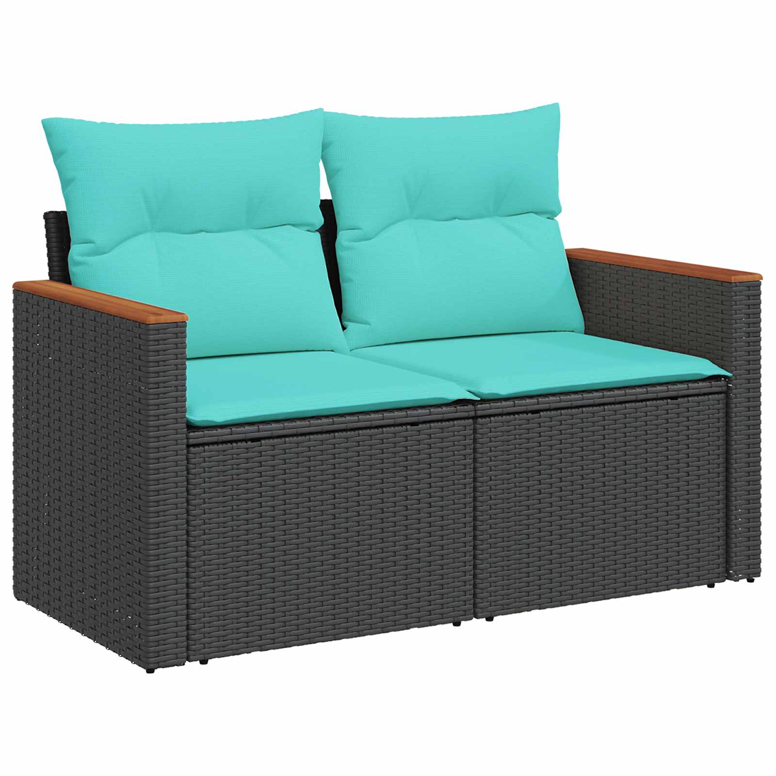Sofa Set 5 stk. Schwarz und Blau Polyrattan und Stahl