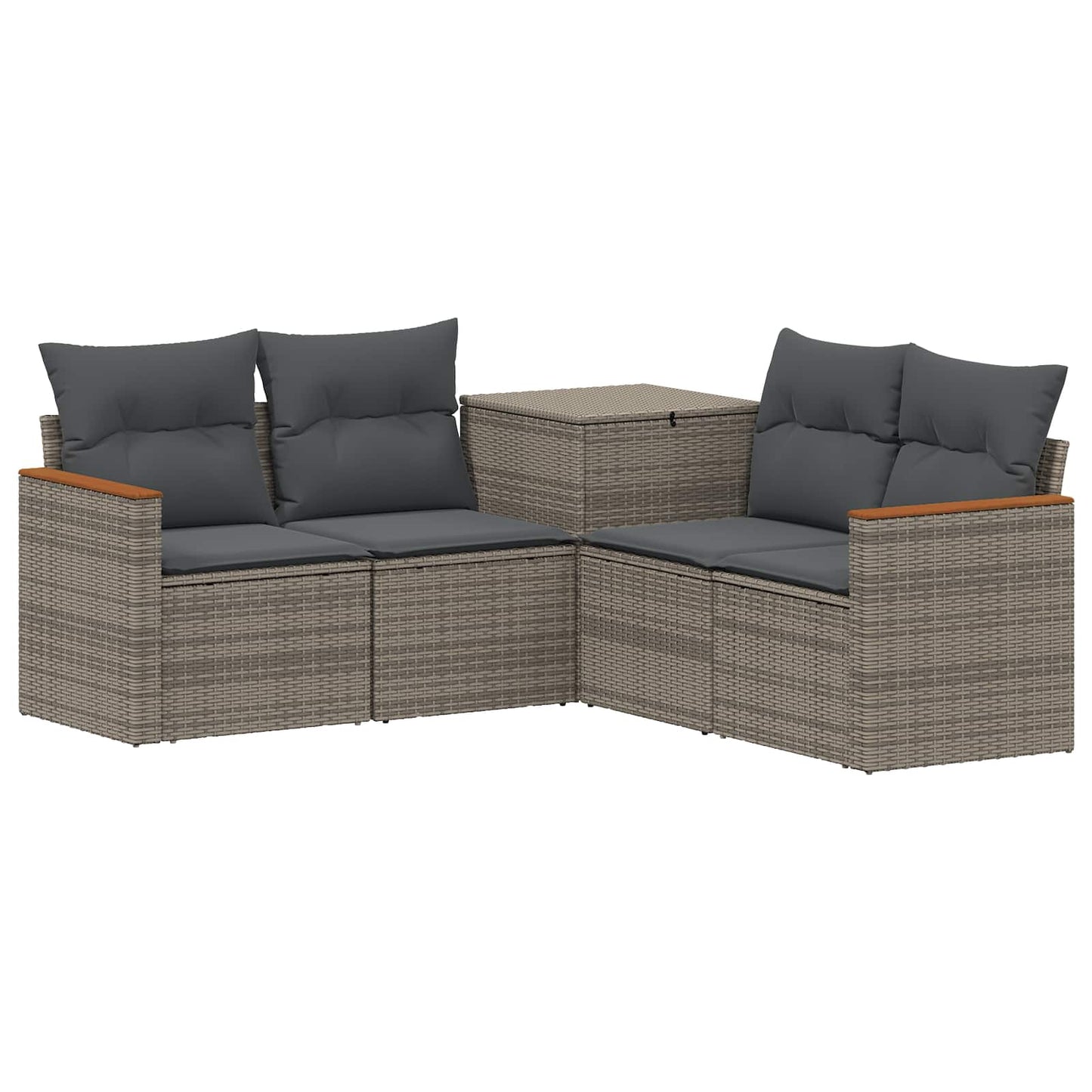 Sofa Set 5 stk. Grau und Dunkelgrau Polyrattan und Stahl