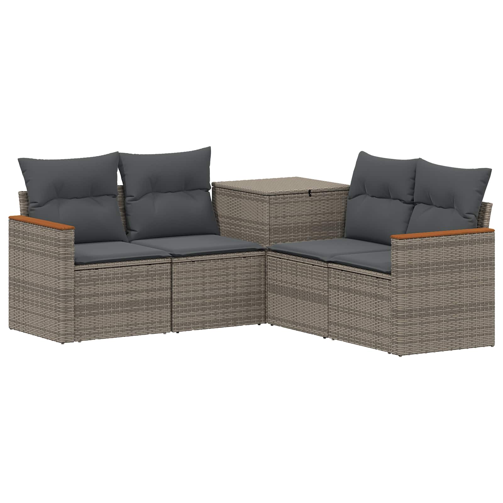 Sofa Set 5 stk. Grau und Dunkelgrau Polyrattan und Stahl