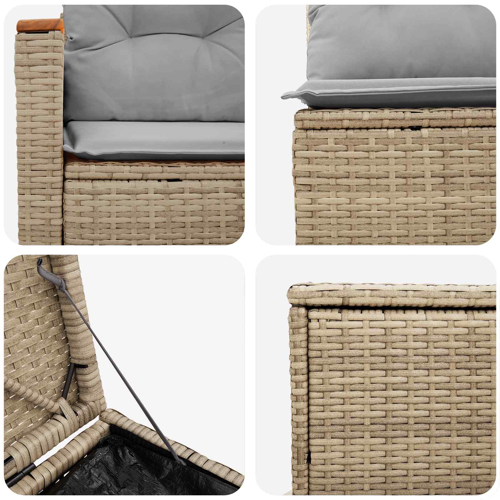 Sofa Set 5 stk. Beige und Hellgrau Polyrattan und Stahl