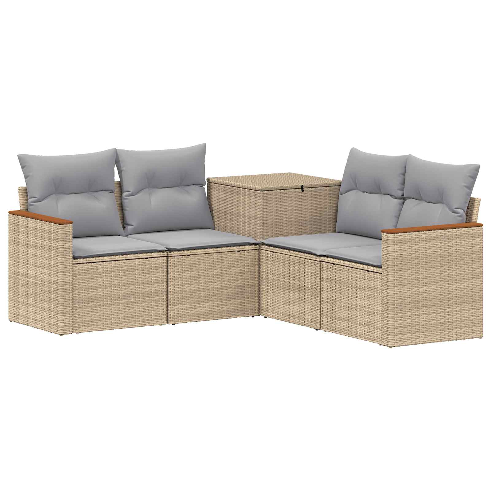 Sofa Set 5 stk. Beige und Hellgrau Polyrattan und Stahl