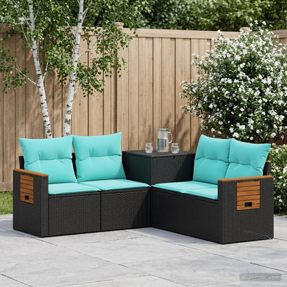 Sofa Set 5 stk. Schwarz und Blau 179 x 179 x 85 cm