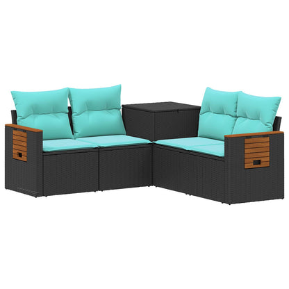 Sofa Set 5 stk. Schwarz und Blau 179 x 179 x 85 cm