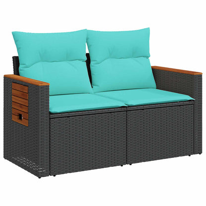 Sofa Set 5 stk. Schwarz und Blau 179 x 179 x 85 cm
