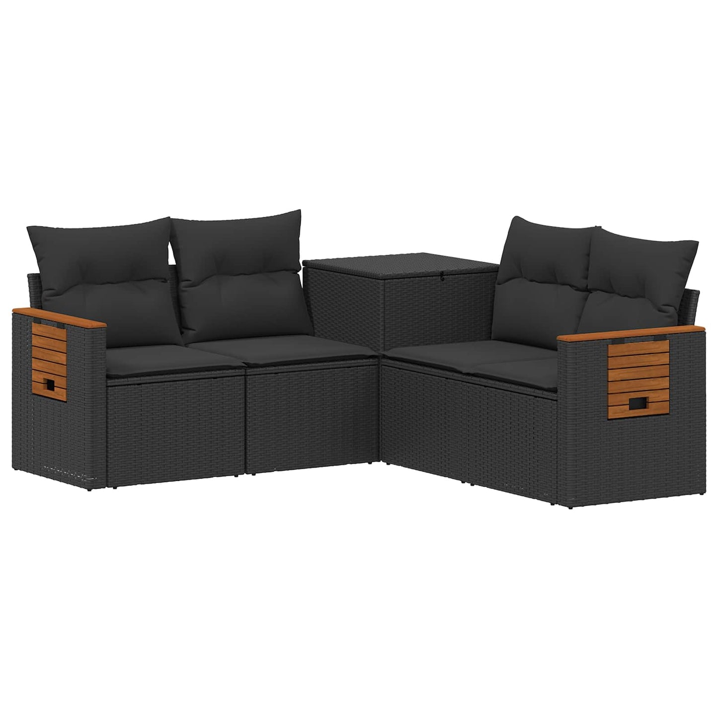 Sofa Set 5 stk. Schwarz Polyrattan und Stahl