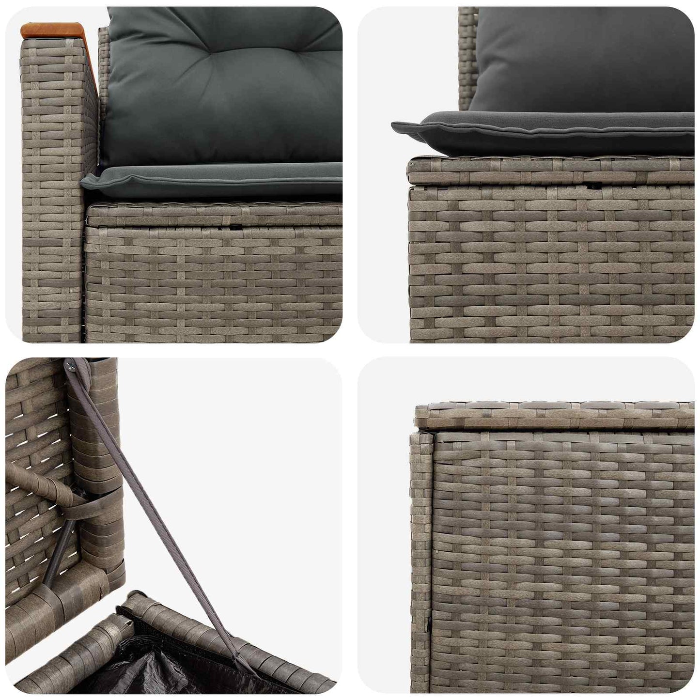 Sofa Set 5 stk. Grau und Dunkelgrau Polyrattan und Stahl
