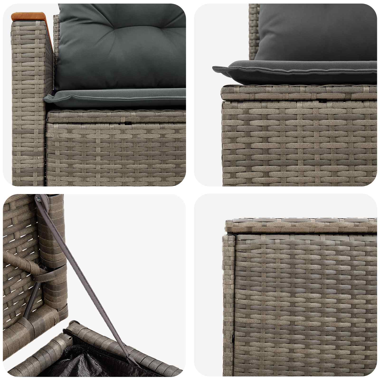 Sofa Set 5 stk. Grau und Dunkelgrau Polyrattan und Stahl