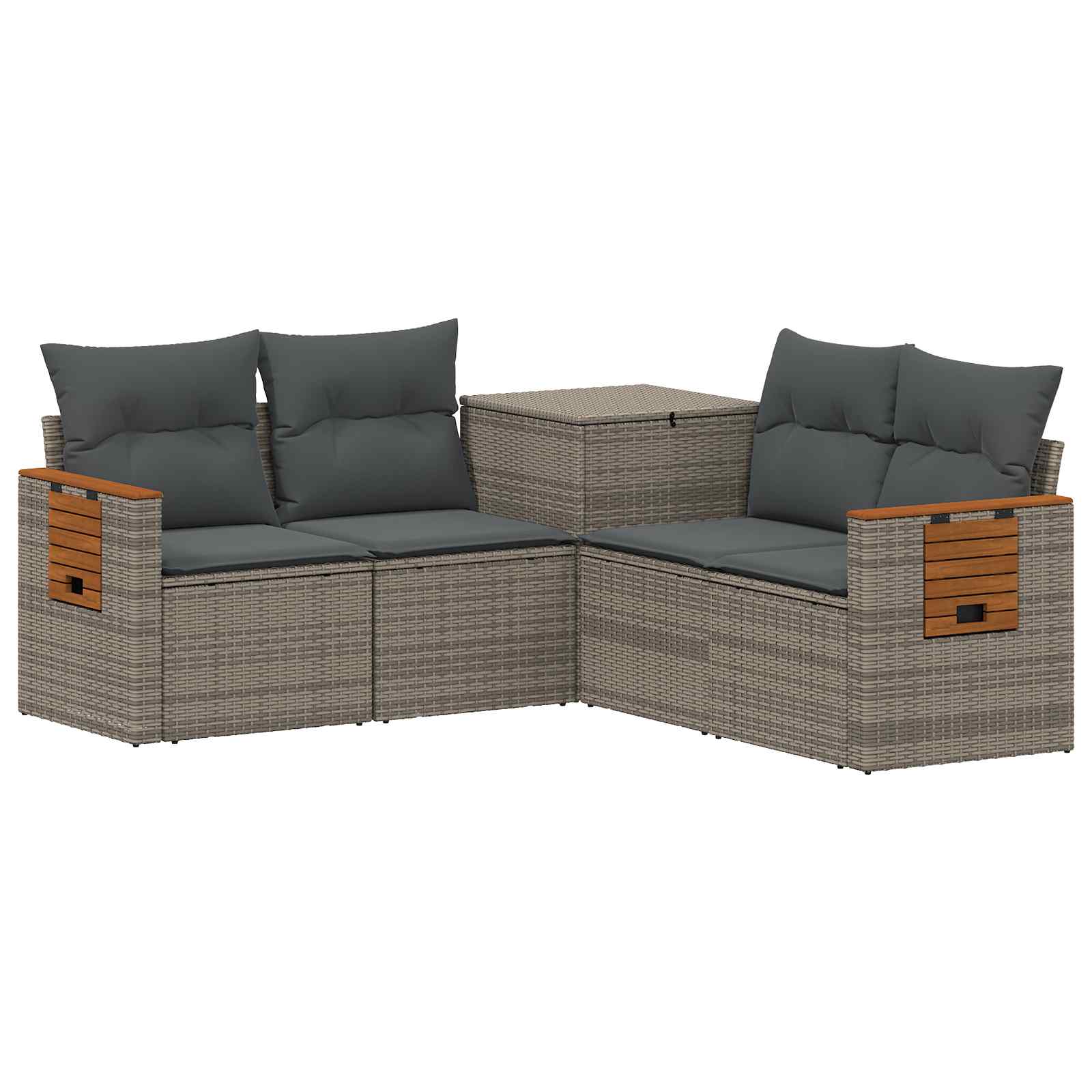 Sofa Set 5 stk. Grau und Dunkelgrau Polyrattan und Stahl