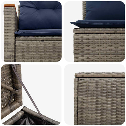 Sofa Set 5 stk. Grau und Marineblau 179 x 179 x 85 cm