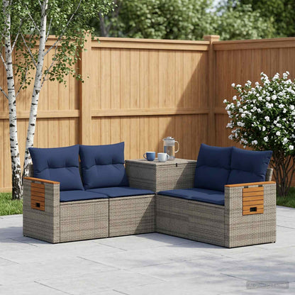 Sofa Set 5 stk. Grau und Marineblau 179 x 179 x 85 cm