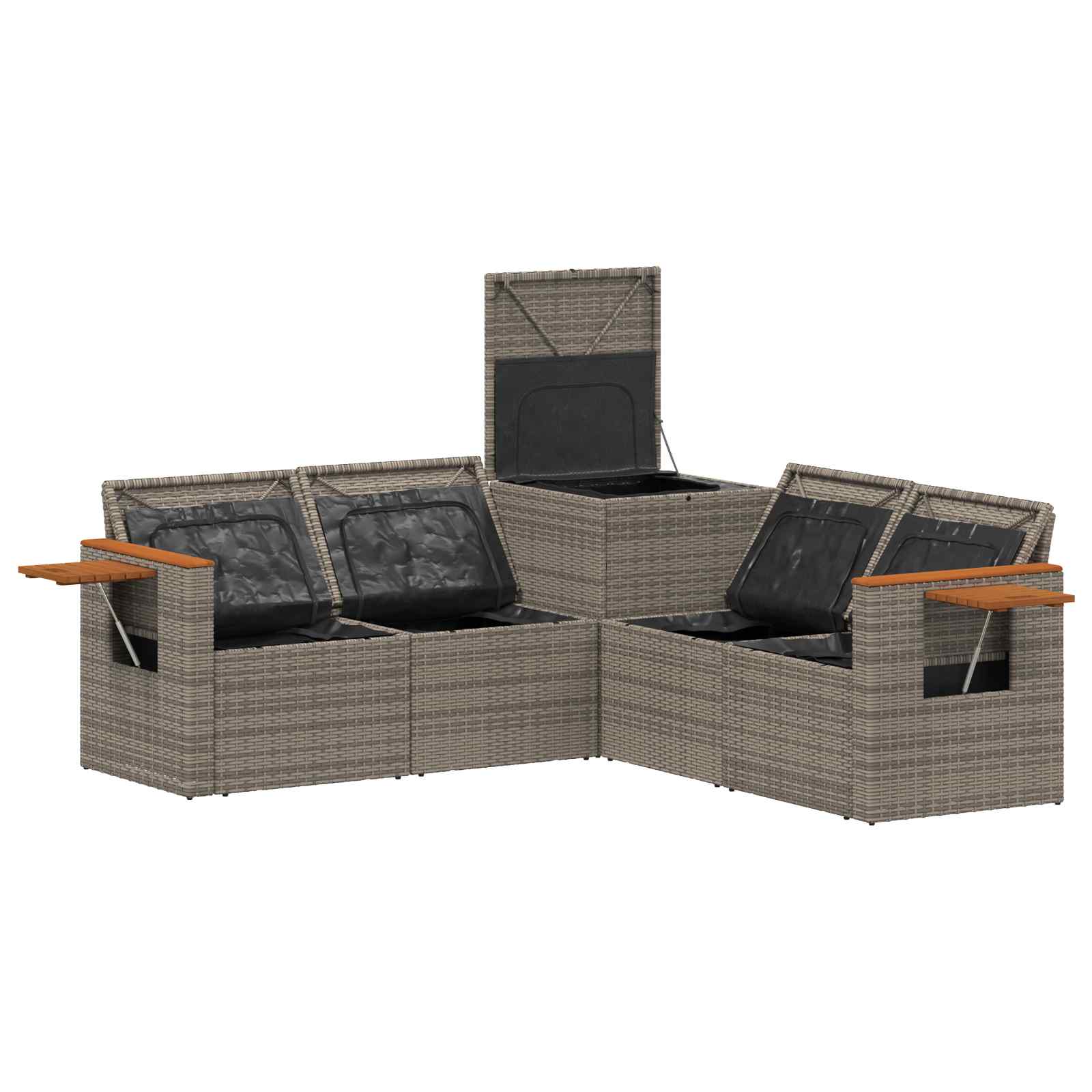 Sofa Set 5 stk. Grau und Dunkelgrau Polyrattan und Stahl