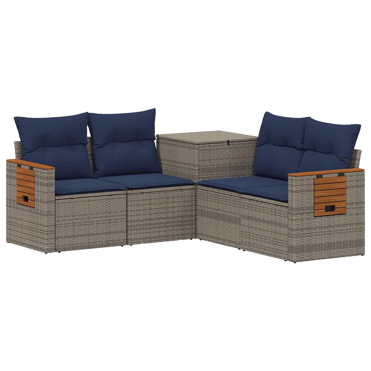Sofa Set 5 stk. Grau und Marineblau 179 x 179 x 85 cm