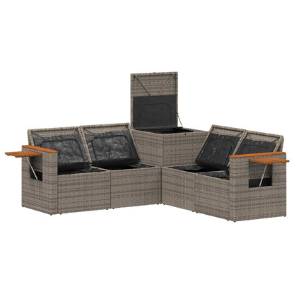 Sofa Set 5 stk. Grau und Marineblau 179 x 179 x 85 cm
