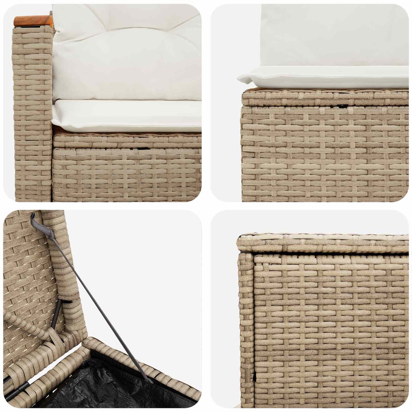 Sofa Set 5 stk. Beige und Cremeweiß Polyrattan und Stahl
