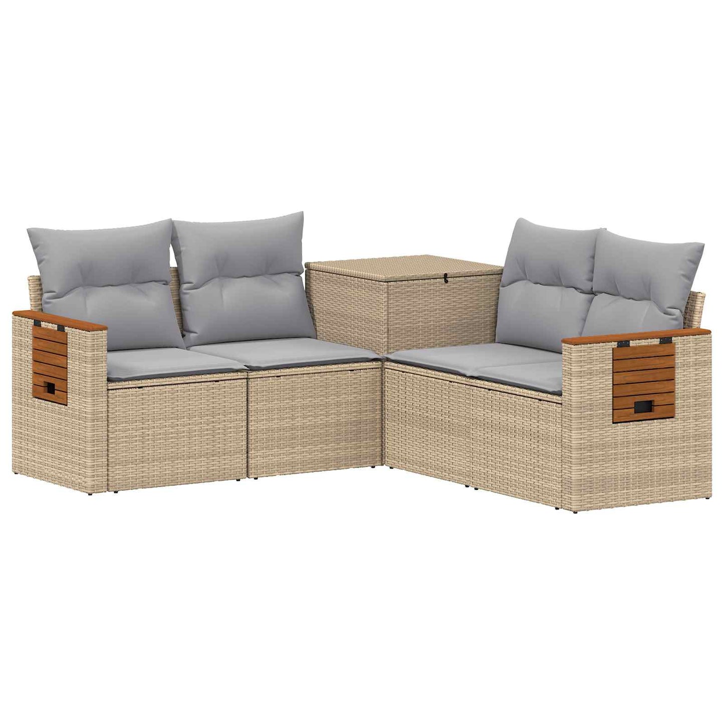 Sofa Set 5 stk. Beige und Hellgrau Polyrattan und Stahl
