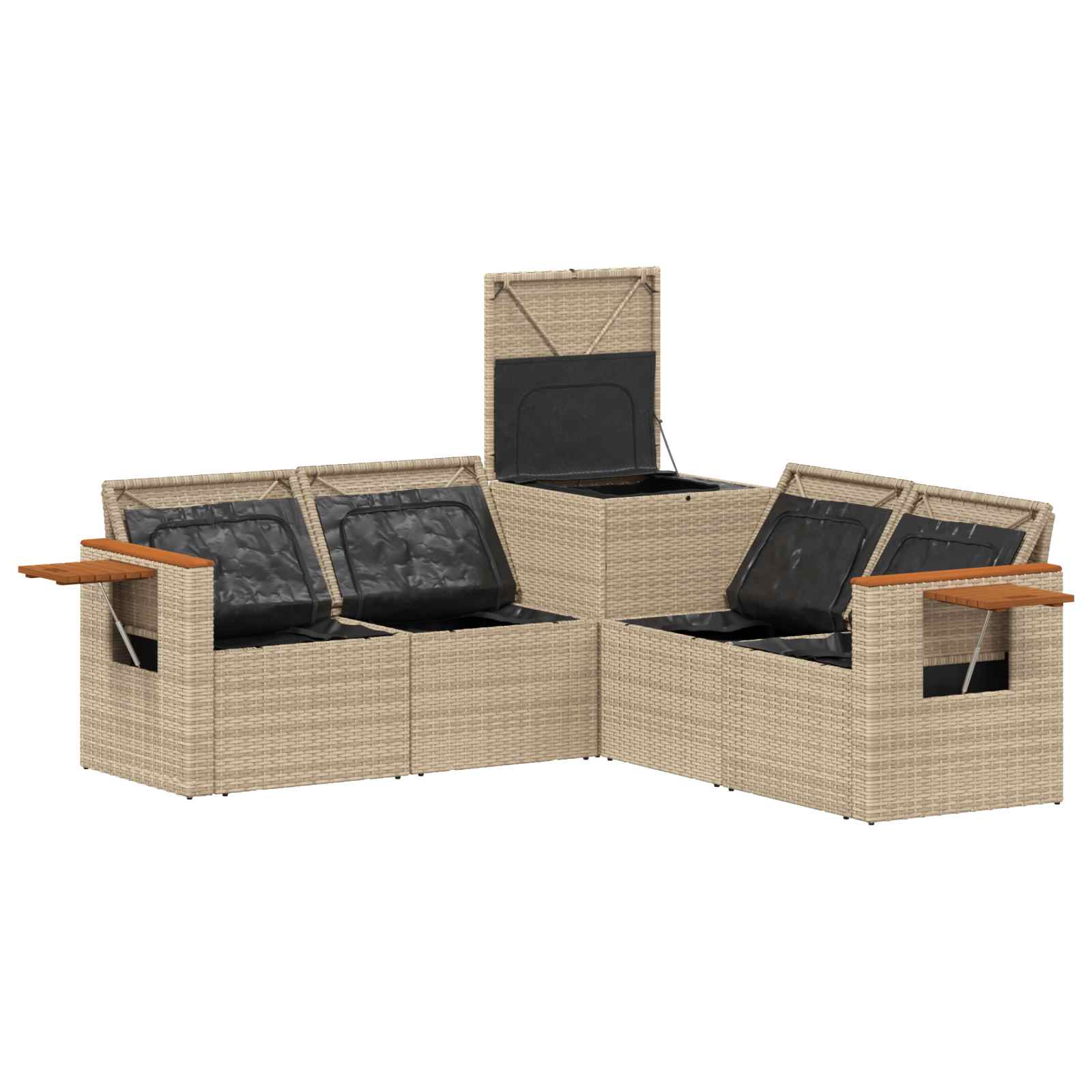 Sofa Set 5 stk. Beige und Hellgrau Polyrattan und Stahl