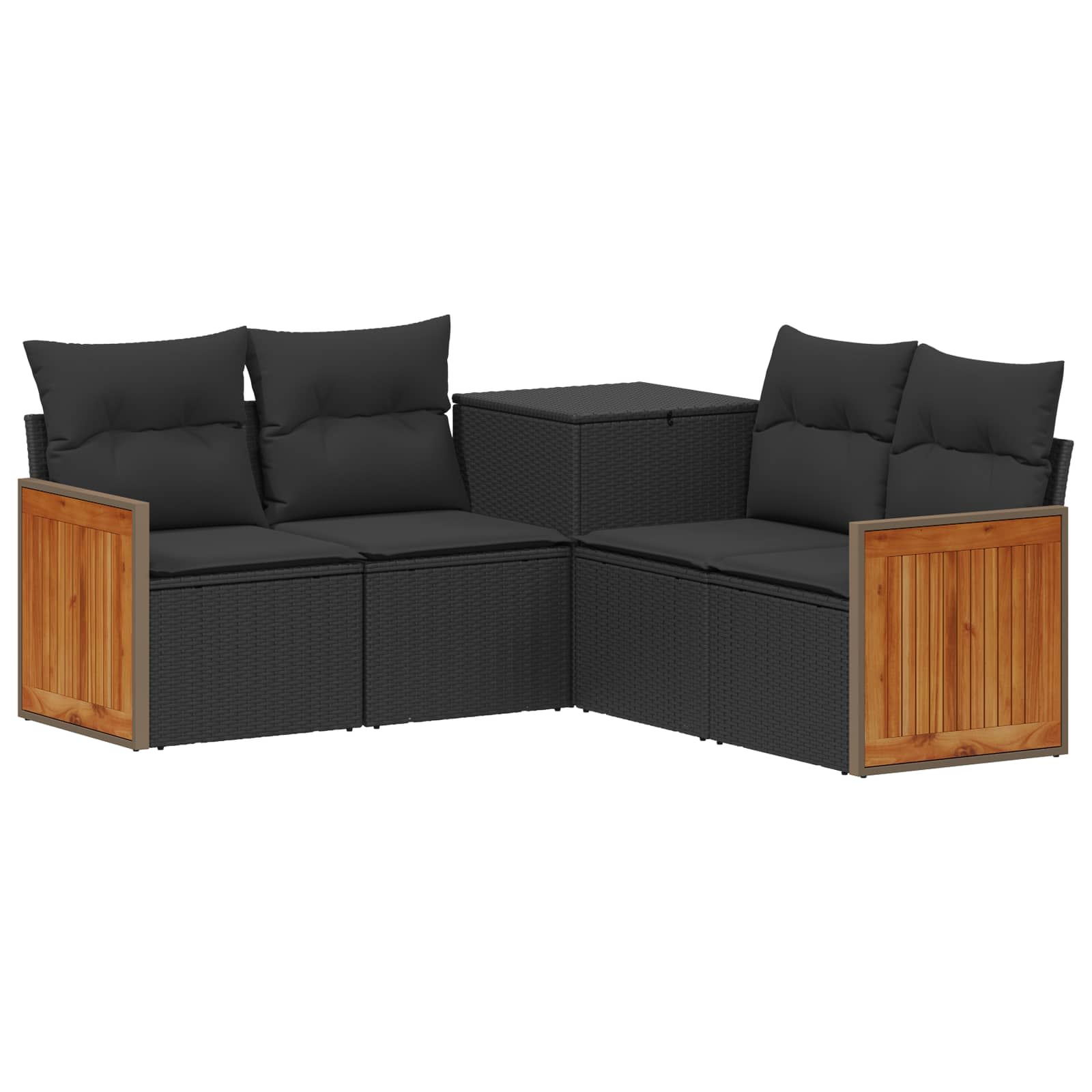 Sofa Set 5 stk. Schwarz Polyrattan und Stahl