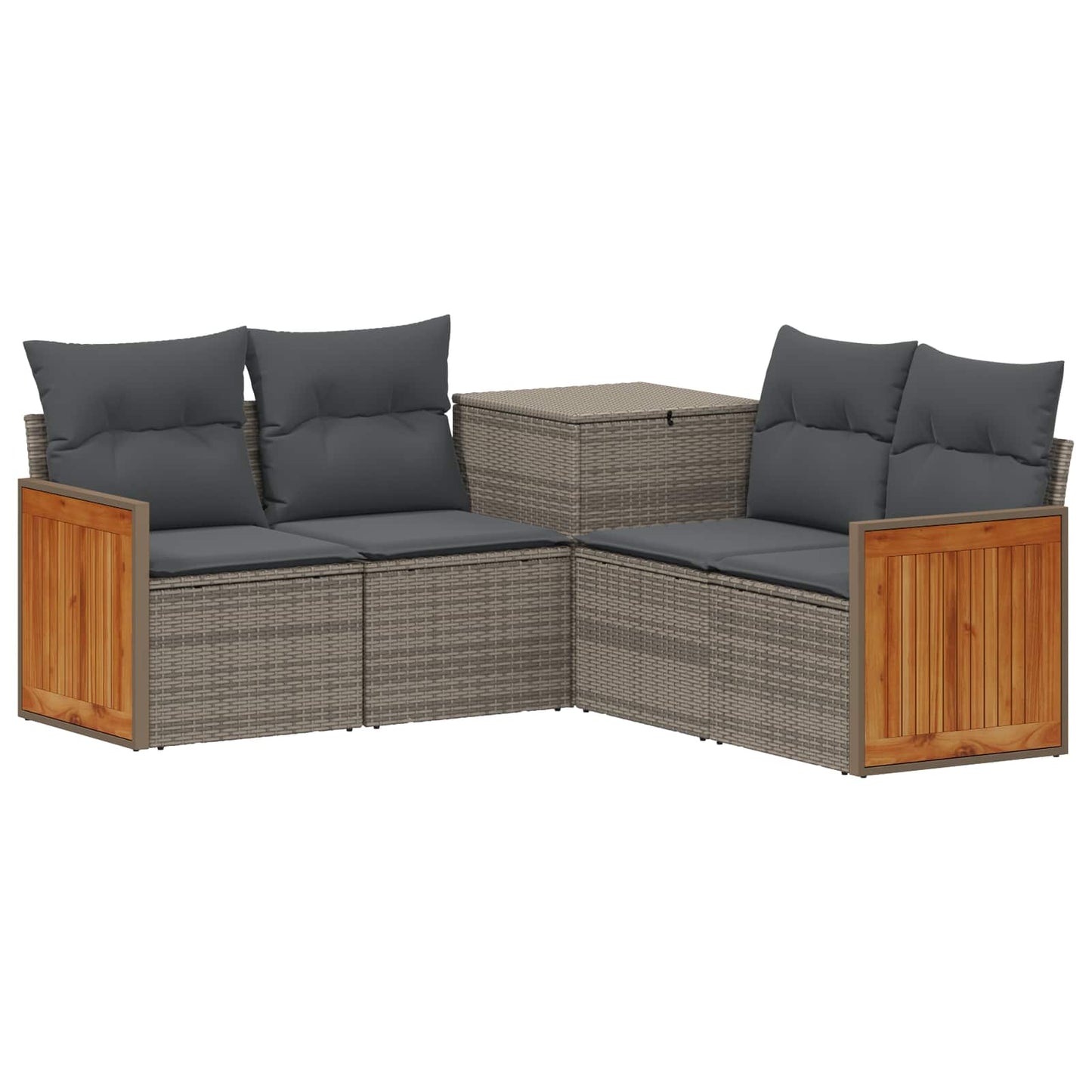 Sofa Set 5 stk. Grau und Dunkelgrau Polyrattan und Stahl