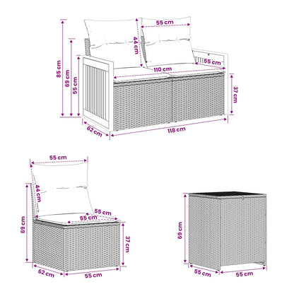 Sofa Set 5 stk. Beige und Cremeweiß 176 x 176 x 85 cm