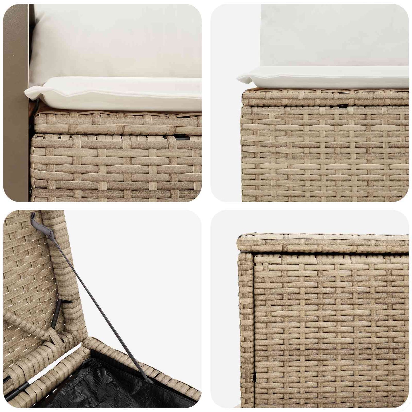 Sofa Set 5 stk. Beige und Cremeweiß Polyrattan und Stahl