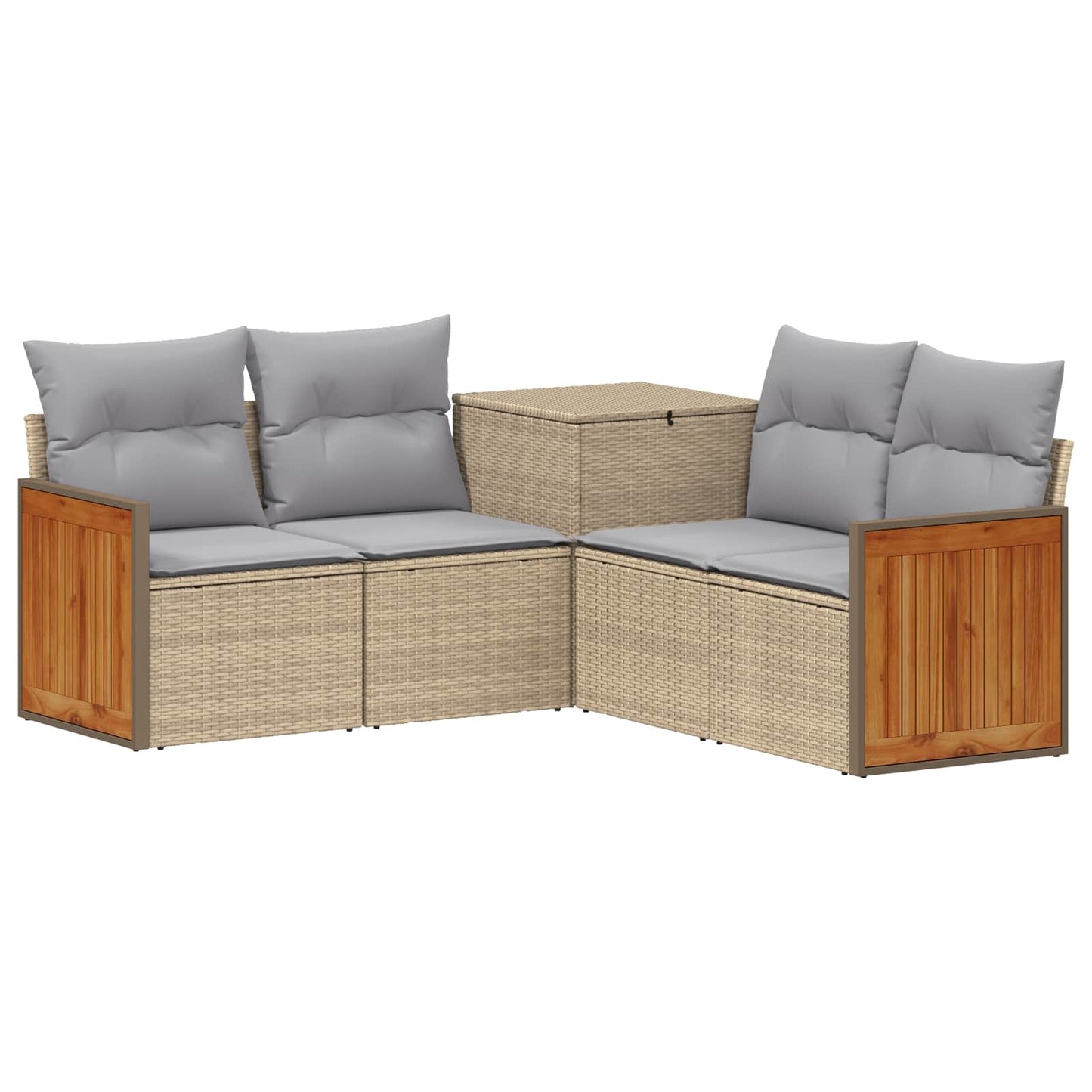 Sofa Set 5 stk. Beige und Hellgrau Polyrattan und Stahl