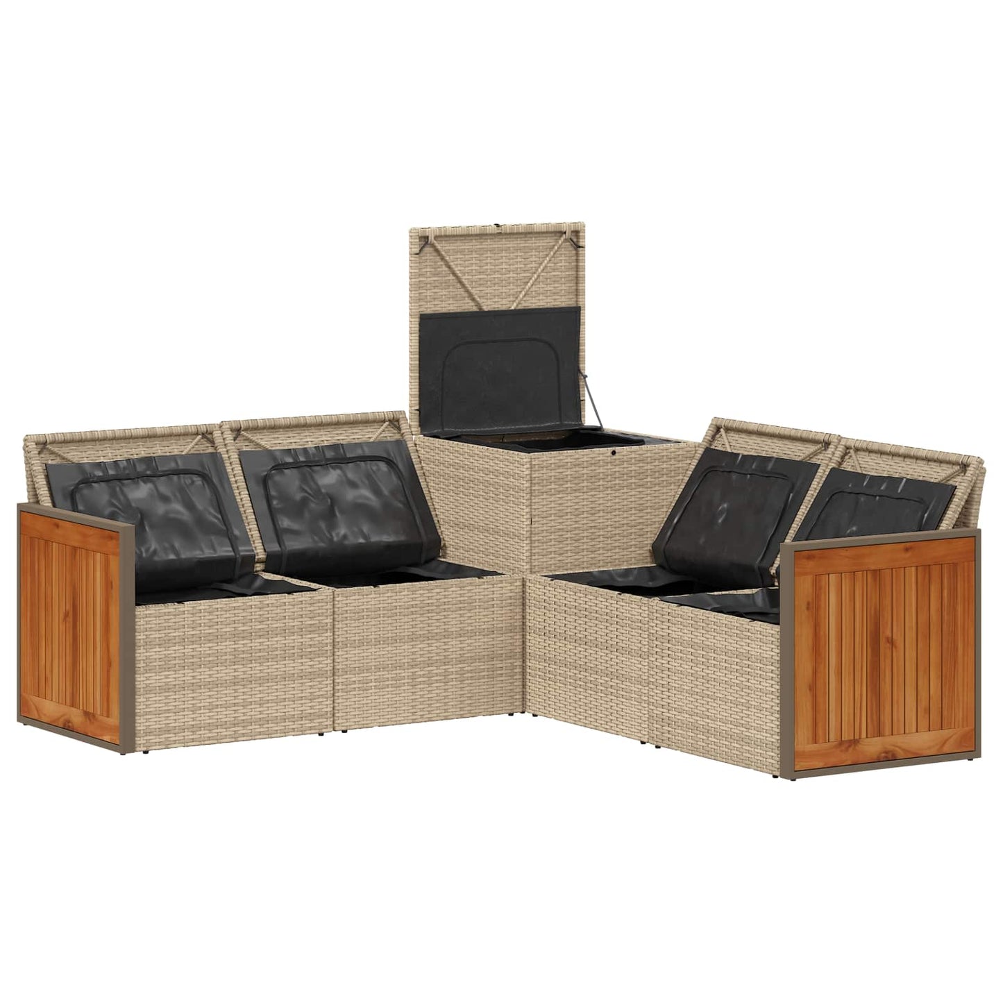 Sofa Set 5 stk. Beige und Hellgrau Polyrattan und Stahl