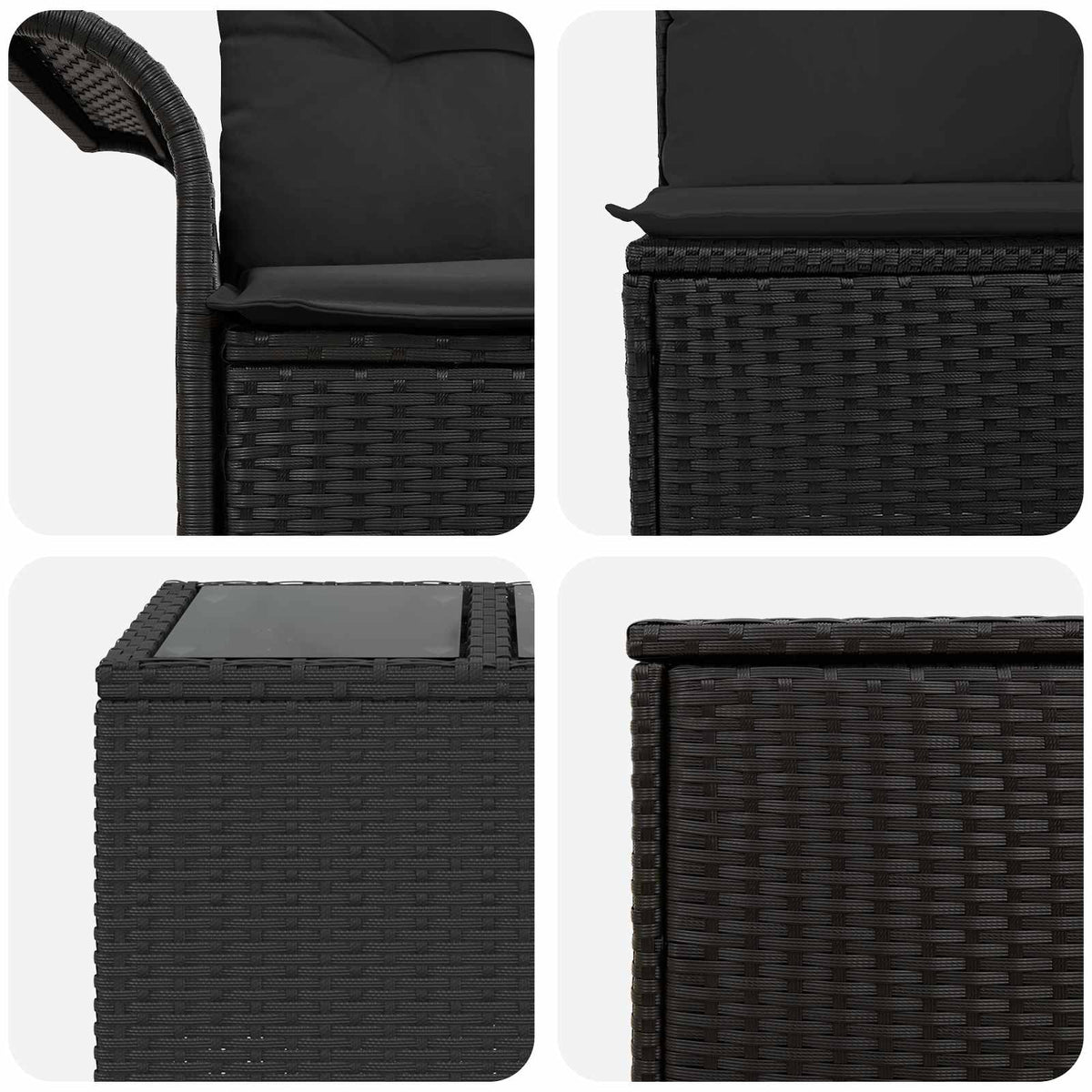 Sofa Set 8 stk. Schwarz 55 x 55 x 37 cm Polyrattan und Stahl