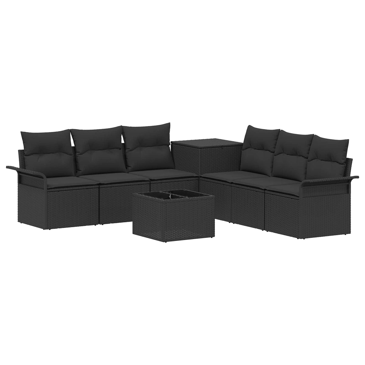 Sofa Set 8 stk. Schwarz 55 x 55 x 37 cm Polyrattan und Stahl