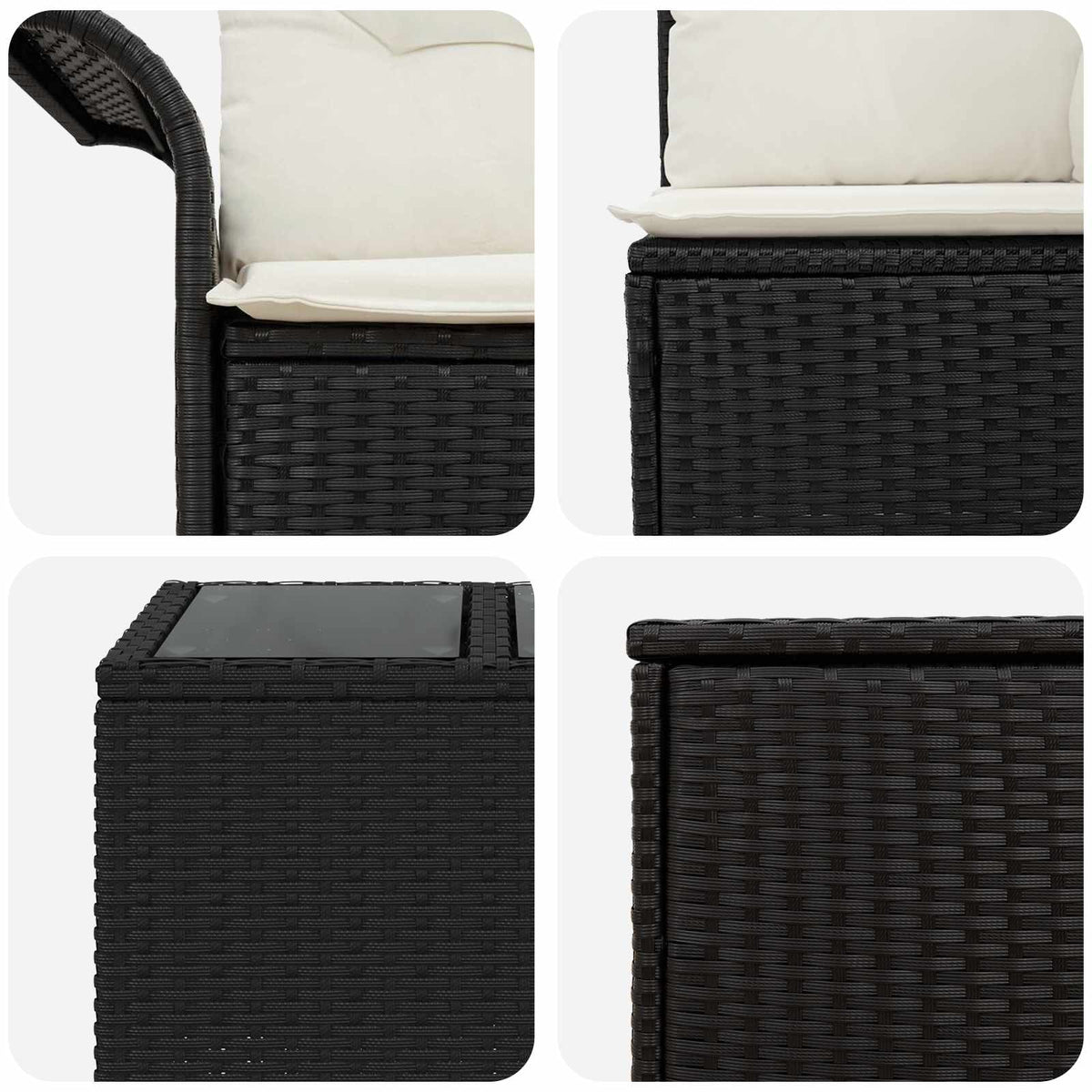 Sofa Set 8 stk. Schwarz und Cremeweiß 55 x 55 x 37 cm