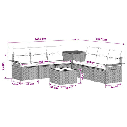 Sofa Set 8 stk. Schwarz und Cremeweiß 55 x 55 x 37 cm