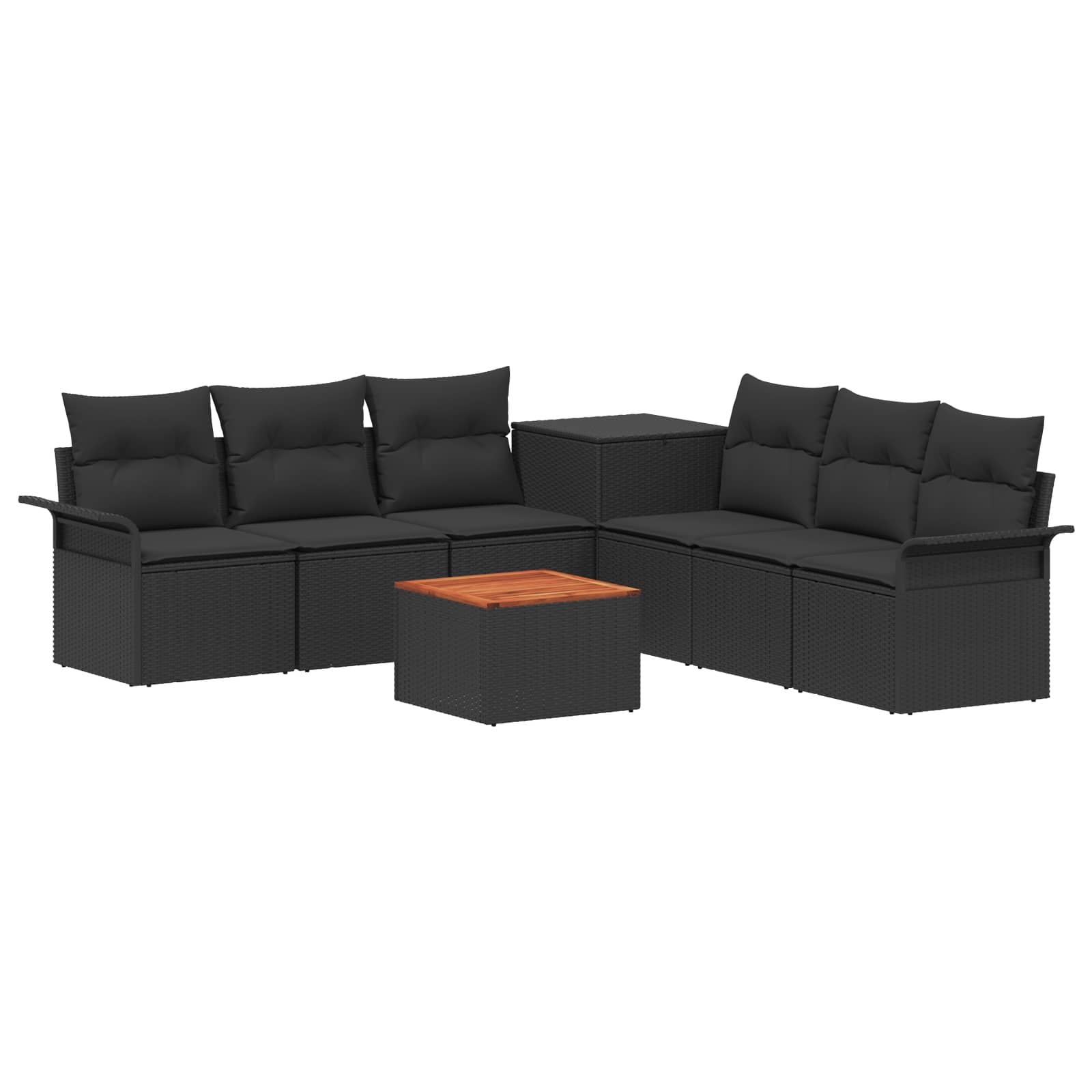 Sofa Set 8 stk. Schwarz Polyrattan und Stahl