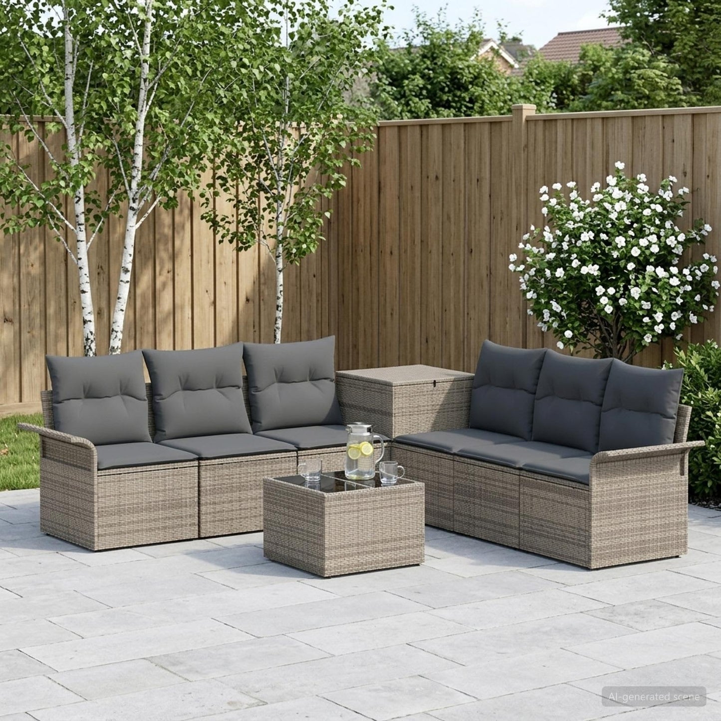 Sofa Set 8 stk. Grau und Dunkelgrau Polyrattan und Stahl