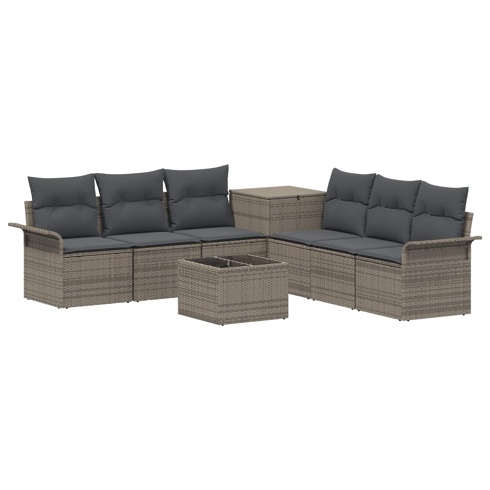 Sofa Set 8 stk. Grau und Dunkelgrau Polyrattan und Stahl