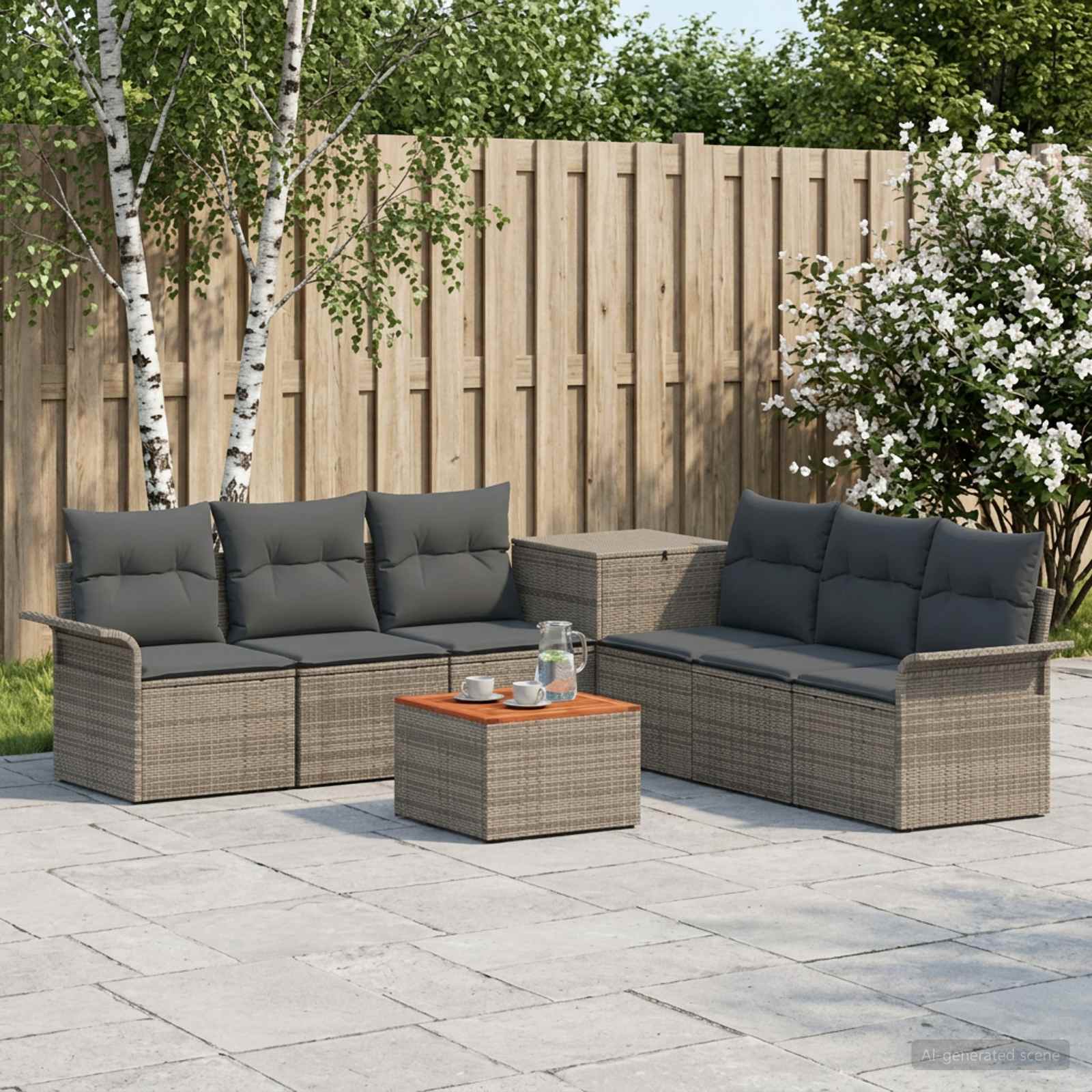 Sofa Set 8 stk. Grau und Dunkelgrau Polyrattan und Stahl