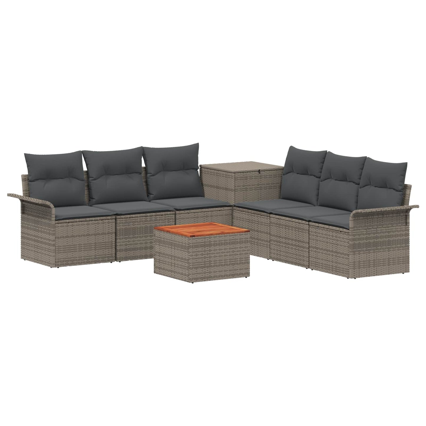 Sofa Set 8 stk. Grau und Dunkelgrau Polyrattan und Stahl