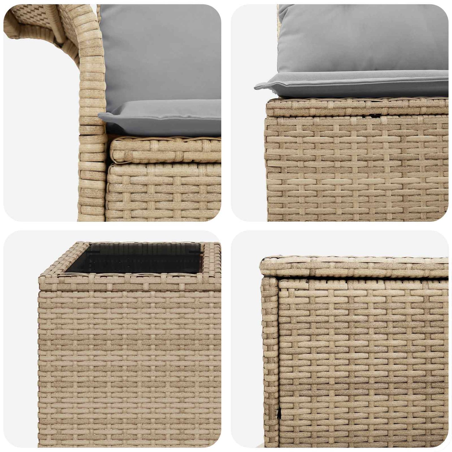 Sofa Set 8 stk. Beige und Hellgrau Polyrattan und Stahl